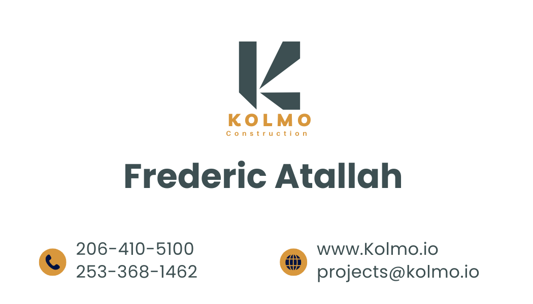 Kolmo Construction business card — front (Frederic Atallah)